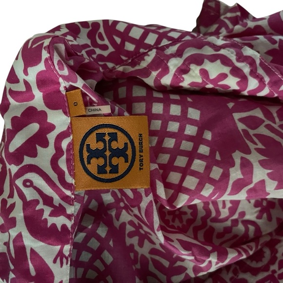 Tory Burch Red Tunic with Graphic Style and 3/4 Sleeves - Picture 6 of 7